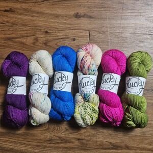 Lot of 6 Plucky Knitter Primo Fingering Merino Cashmere 75 20 5 Boho Tie Dye